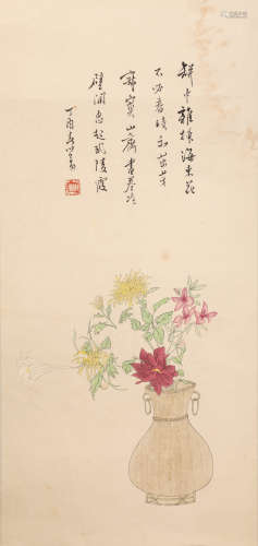 ink painting by Xinyu Pu from Qing清代水墨畫
溥心語花卉
紙本鏡心