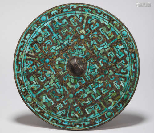 Bronze inlaying with Turquois Mirror from Zhan戰國青銅鑲嵌綠松石
鏡