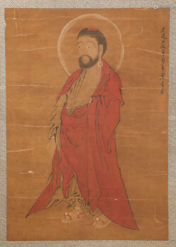 Silk Painting of ChenHongLuoHan 陳洪媛羅漢絹