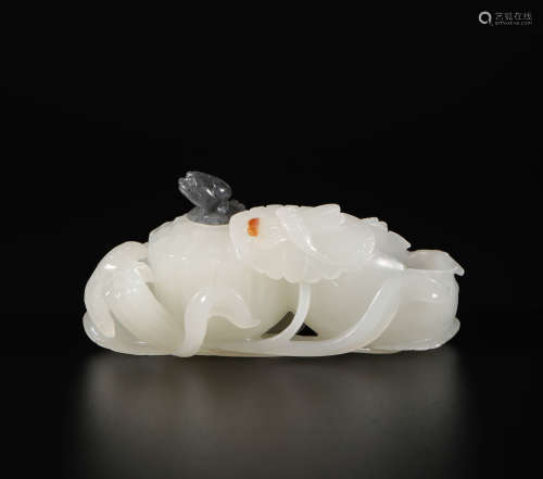 HeTian Jade Ornament in Lotus form from Qing清代和田玉莲花把件