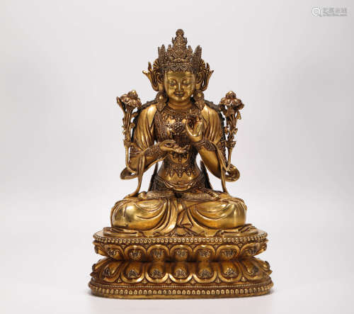 copper and gold buddhism sculpture from Ming明代銅鎏金佛造像