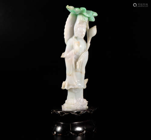 jadeite Avalokitesvara sculpture from Qing 清代翡翠觀音立像