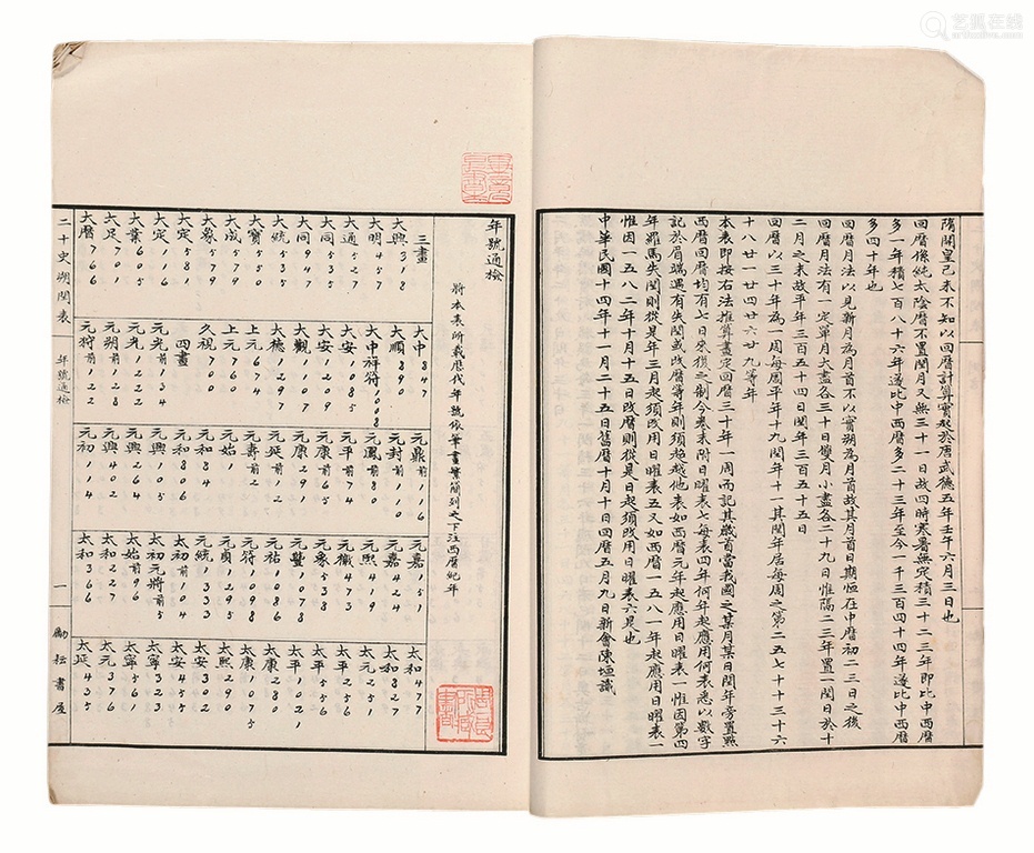 陈垣著民国国立北京大学研究所印行二十史朔闰表周一良旧藏纸本线装1