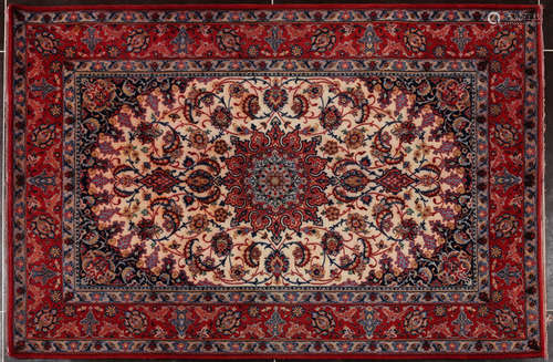 A RED BASE FLOWER PATTERN CARPET