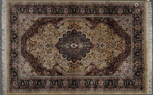 A BROWN BASE FLOWER PATTERN CARPET