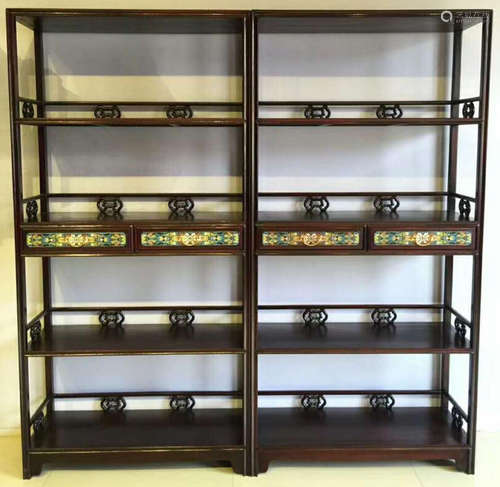 SET OF ZITAN WOOD SHELF