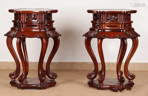 PAIR OF HUANGHUALI WOOD STANDS