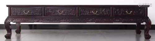 A ZITAN WOOD TABLE CARVED WITH FLOWER PATTERN