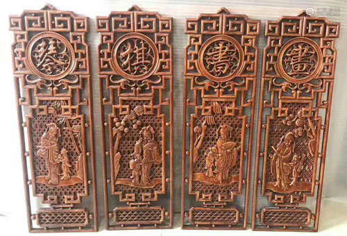 A ZHANG MU SCREEN CARVED WITH STORY PATTERN