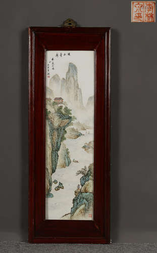 A SHALLOW GLAZE PORCELAIN BOARD WITH LANDSCAPE [ATTERN