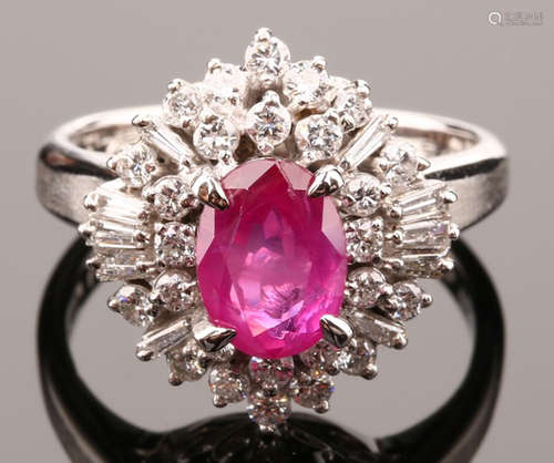 A RUBY AND DIAMOND RING WITH PLATINUM