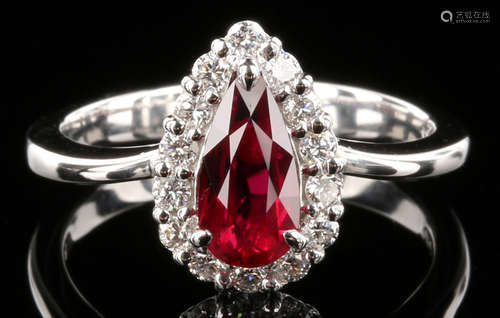 A RUBY AND DIAMOND RING WITH PLATINUM