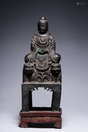 CHINESE GILT BRONZE BUDDHA