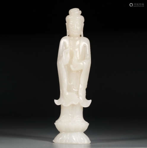 CHINESE CARVED HETIAN JADE BUDDHA