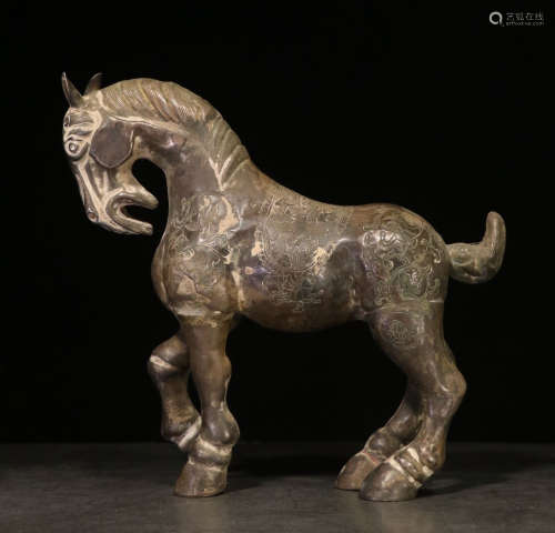 CHINESE SILVER HORSE ORNAMENT