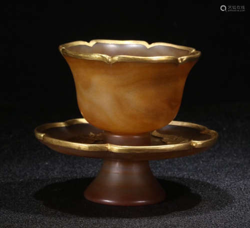SET OF CHINESE AGATE TEA CUP