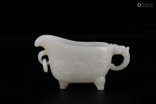 CHINESE CARVED HETIAN JADE CUP