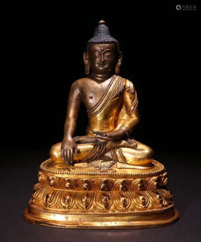 CHINESE GILT BRONZE BUDDHA