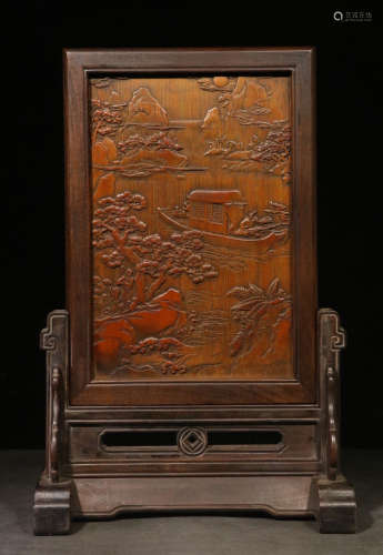 CHINESE CARVED WOOD PLAQUE