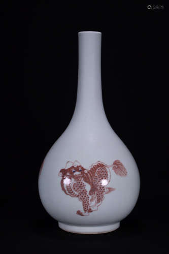 KANGXI MARK, CHINESE RED GLAZED VASE