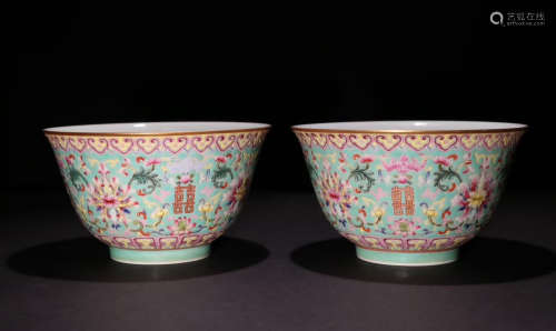 DAOGUANG MARK, PAIR OF CHINESE FAMILLE ROSE BOWL