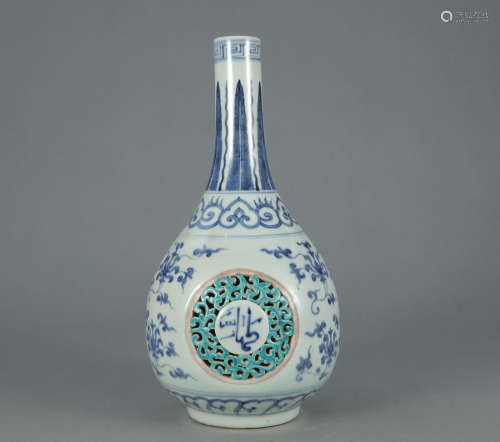 ZHENGDE MARK, CHINESE BLUE & WHITE LVCAI VASE