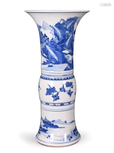 Kangxi Blue and White Beaker Vase, Gu