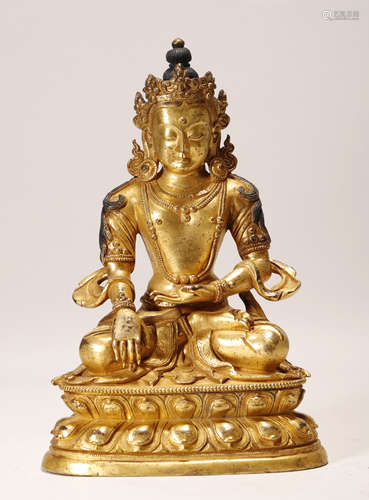 Qing Dynasty - Gilt Buddha Statue