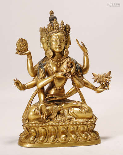 Qing Dynasty - Gilt Buddha Statue