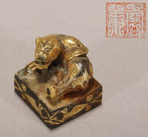 Han Dynasty - Gold on Bronze Beast Seal
