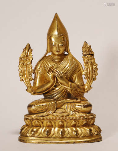 Qing Dynasty - Gilt Buddha Statue