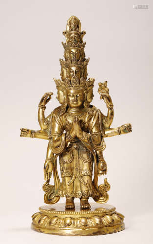 Qing Dynasty - Gilt Buddha Statue