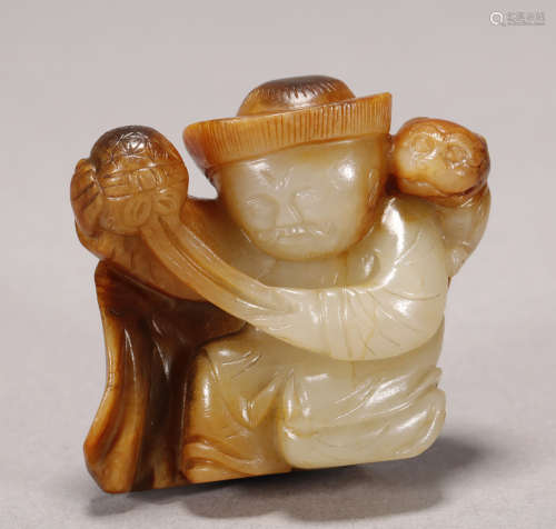 Yuan Dynasty - Hetian Jade Figure Ornament