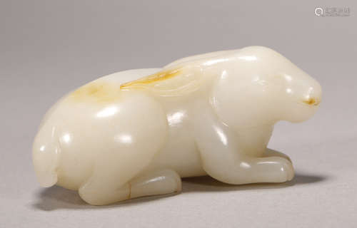 Qing Dynasty - Hetian Pebble Jade Rabbit