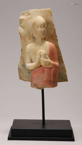 Northern Qi - White Marble Buddha Statue with Colors