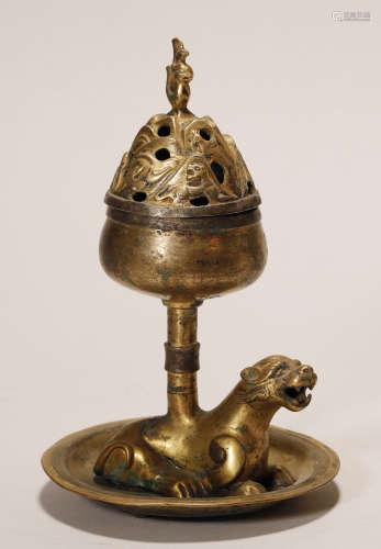 Qing Dynasty - Silver Gilt Censer