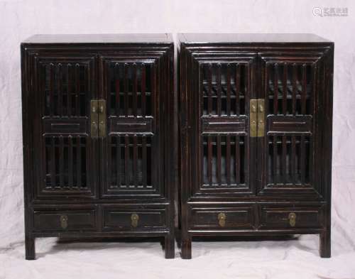 A Pair Chinese lattice work cabinets, c. 1880