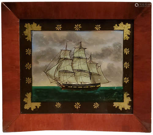 A charming 19th century reverse painting on glass of