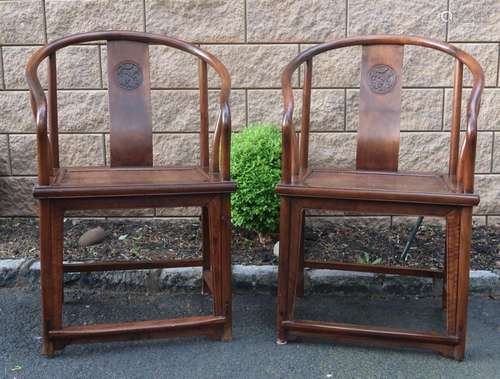 A Pair Of Chinese Hard Wood Chairs, 18th century