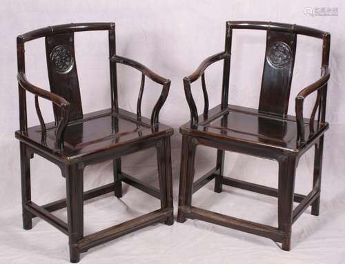 Chinese Daoguang period lacquered armchairs