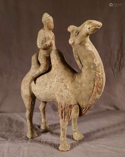 Tang Dynasty (of the period) painted pottery camel and