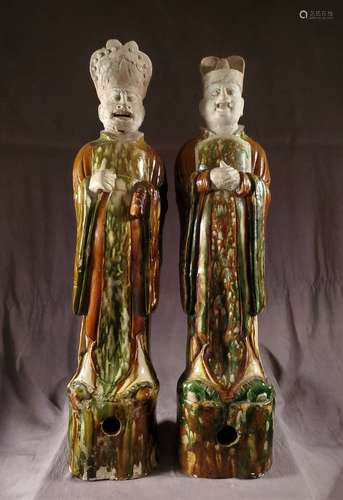 TL Test,Strong & large pair of Sancai glazed ,Tang Dyn.