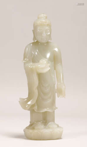 Qing Dynasty - Hetian Jade Buddha Statue