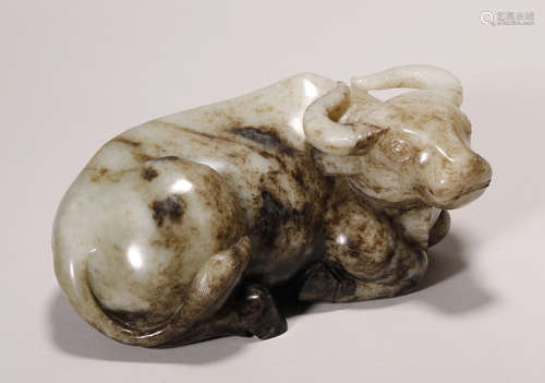 Yuan Dynasty - Hetian Jade Ox Ornament