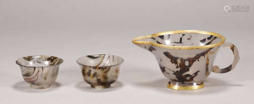 Liao Dynasty  - Agate Wrap Silver Gilt Tea Set