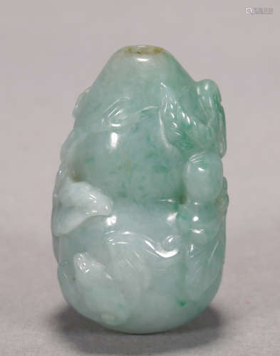 Qing Dynasty - Longevity Jadeite Snuff Bottle