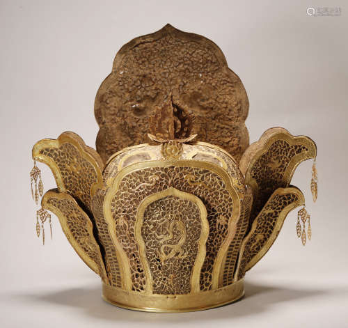 Liao Dynasty  - Pure Gold Dragon and Phoenix Crown