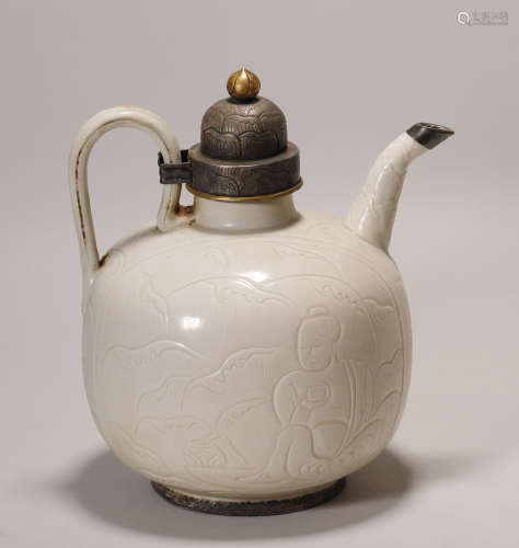 Liao Dynasty  - Ding Ware Wrap Silver Kettle