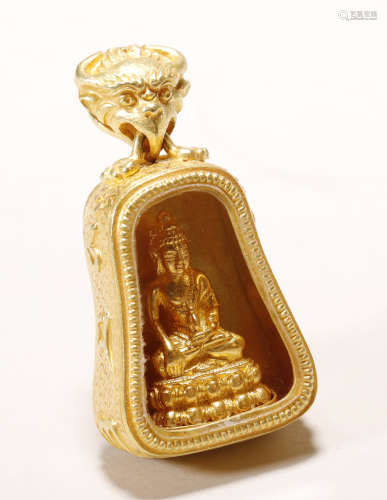 Qing Dynasty - Pure Gold Buddha Pendant