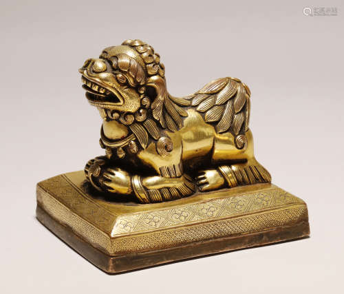 Qing Dynasty - Gilt Lion Shape Seal